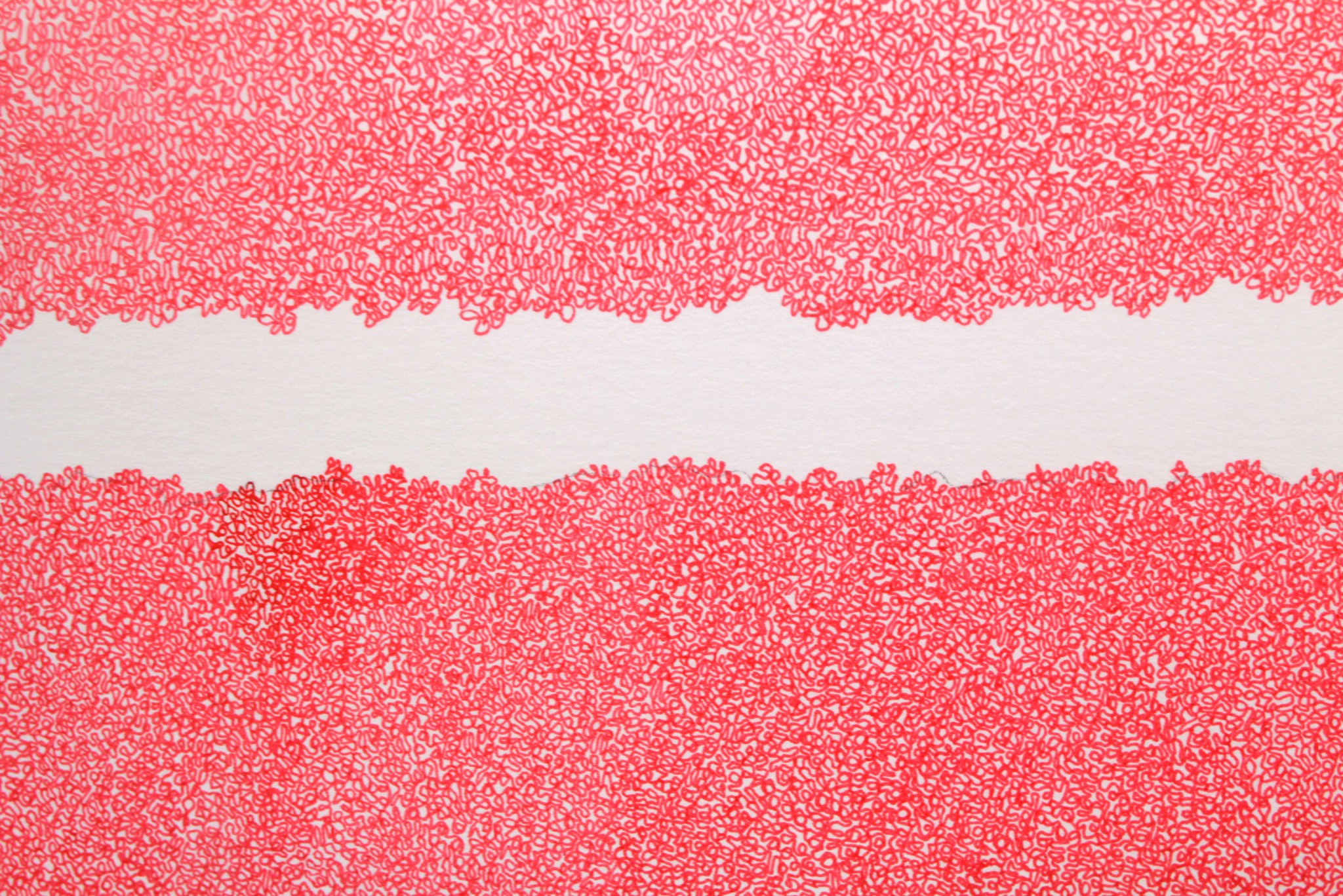 Between two lines (röd) 75x110cm 2018, Material Tusch på papper